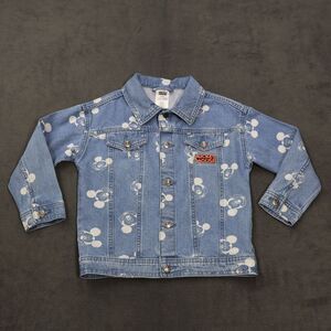 Disney Mickey Mouse Boys Denim Jacket Size 6 Blue Jean All Over Print Cotton